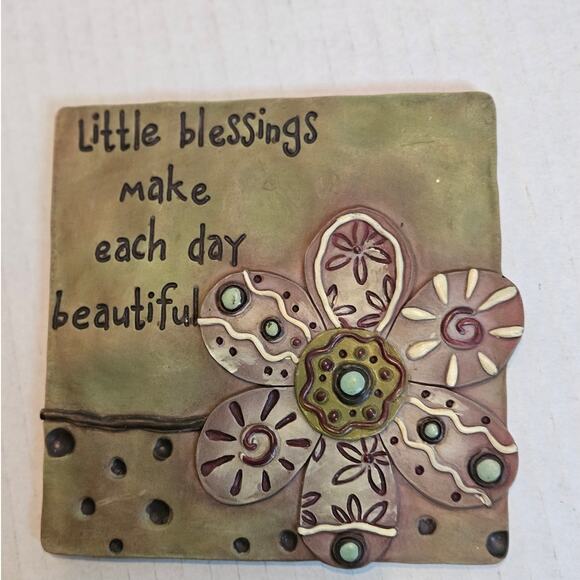 GANZ 3D Hanging Plaques Tiles Inspirational Quotes 5"x5" set of 2 RARE - Picture 2 of 6